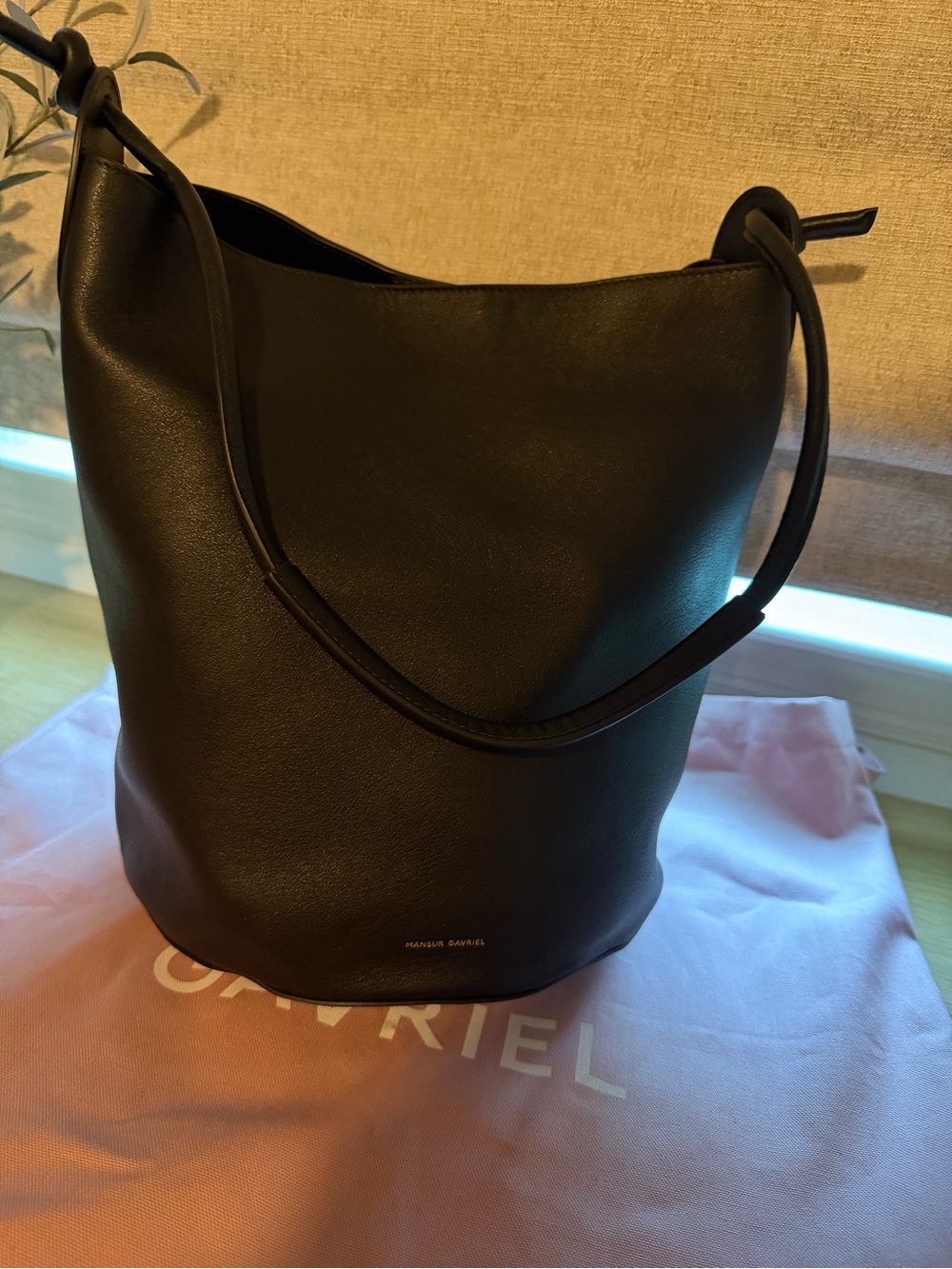 Mansur Gavriel Fortuna Bucket Bag with Knotted Strap